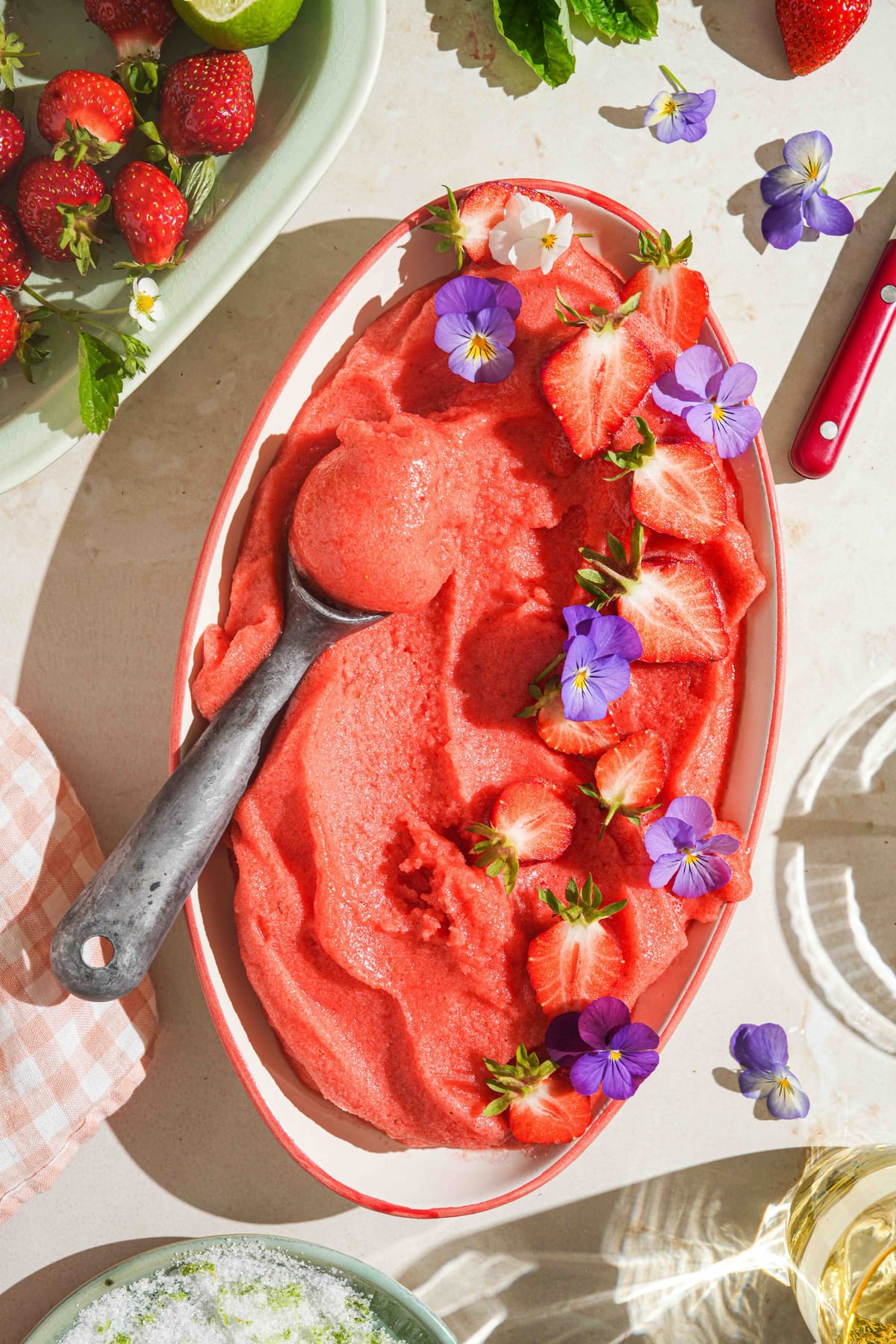 Hjemmelaget jordbærsorbet